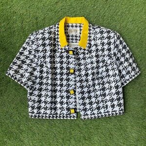 Houndstooth Cropped Jacket with Clear sequin overlay